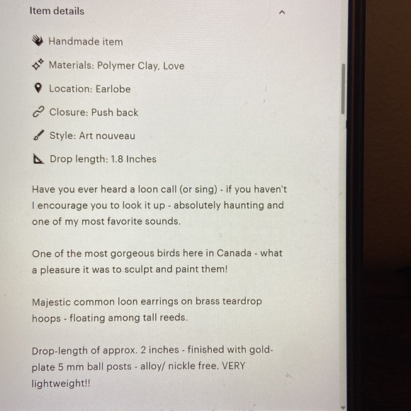 HANDMADE Polymer Clay Loon Earrings - Picture 7 of 7